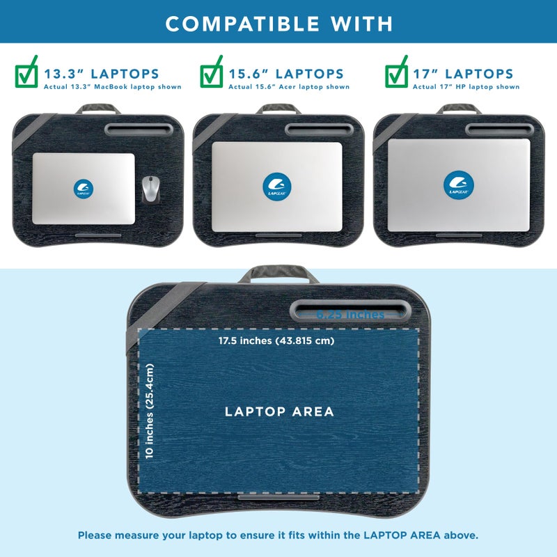 LAPGEAR XL Designer Lap Desk with Phone Holder and Device Ledge - Gray Argyle - Fits up to 17.3 Inch Laptops - Style No. 45538 - Image 3